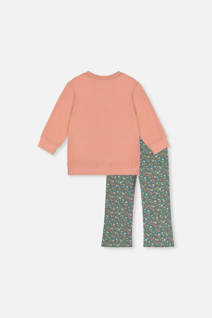Tunic And Leggings Set Pale Pink And Green Floral Print