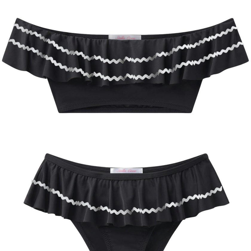 Black Bikini with White Ric Rac