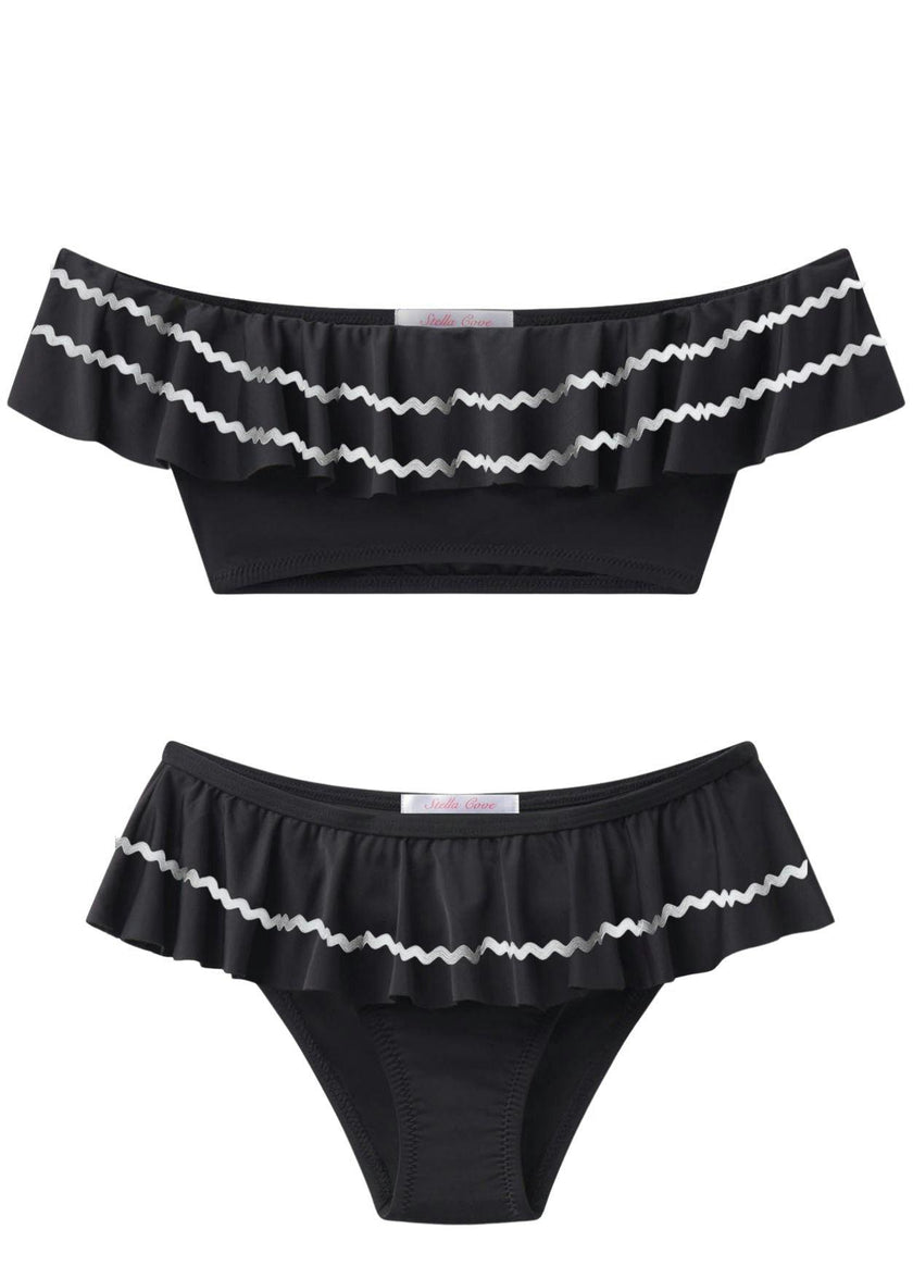 Black Bikini with White Ric Rac