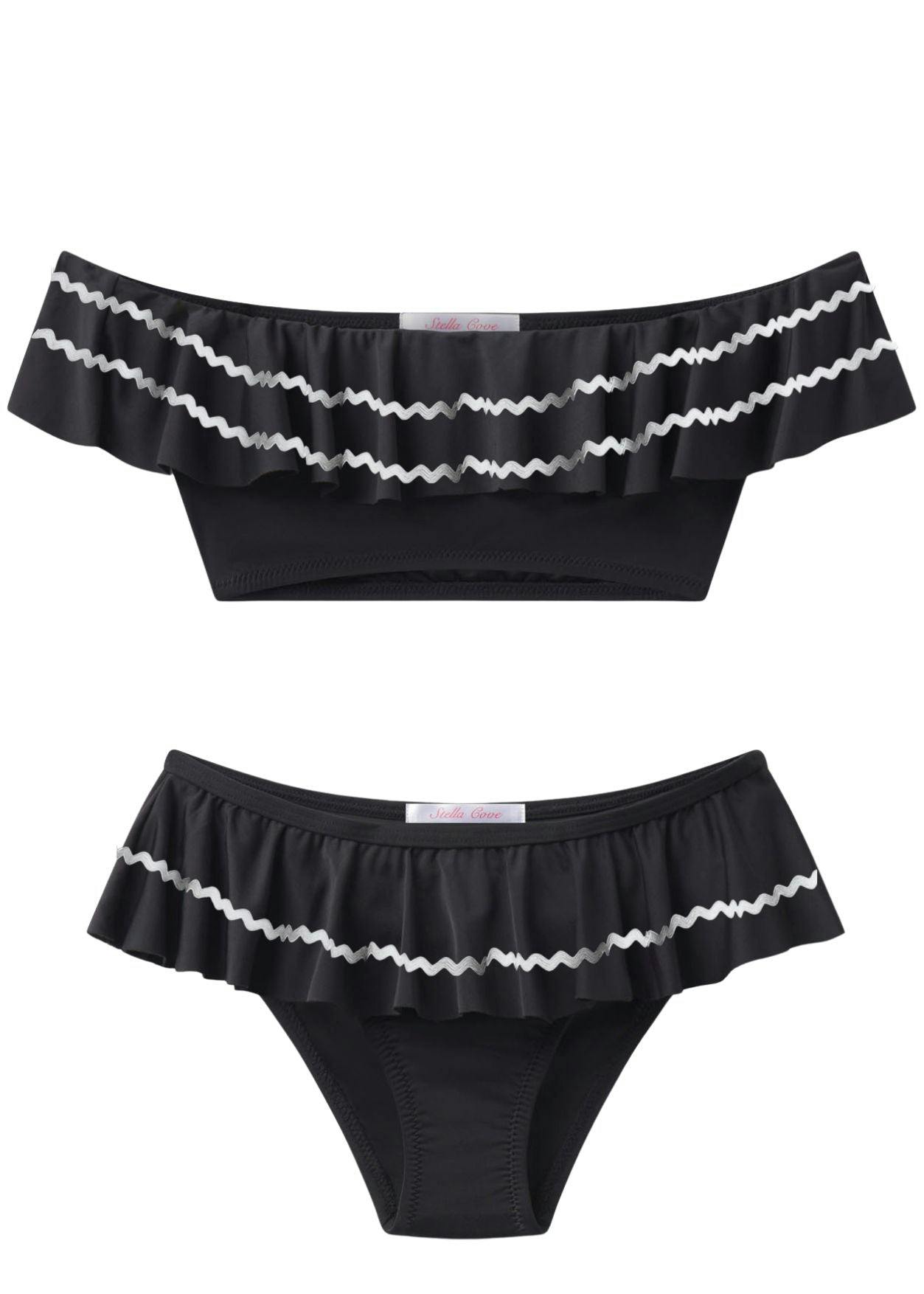 Black Bikini with White Ric Rac
