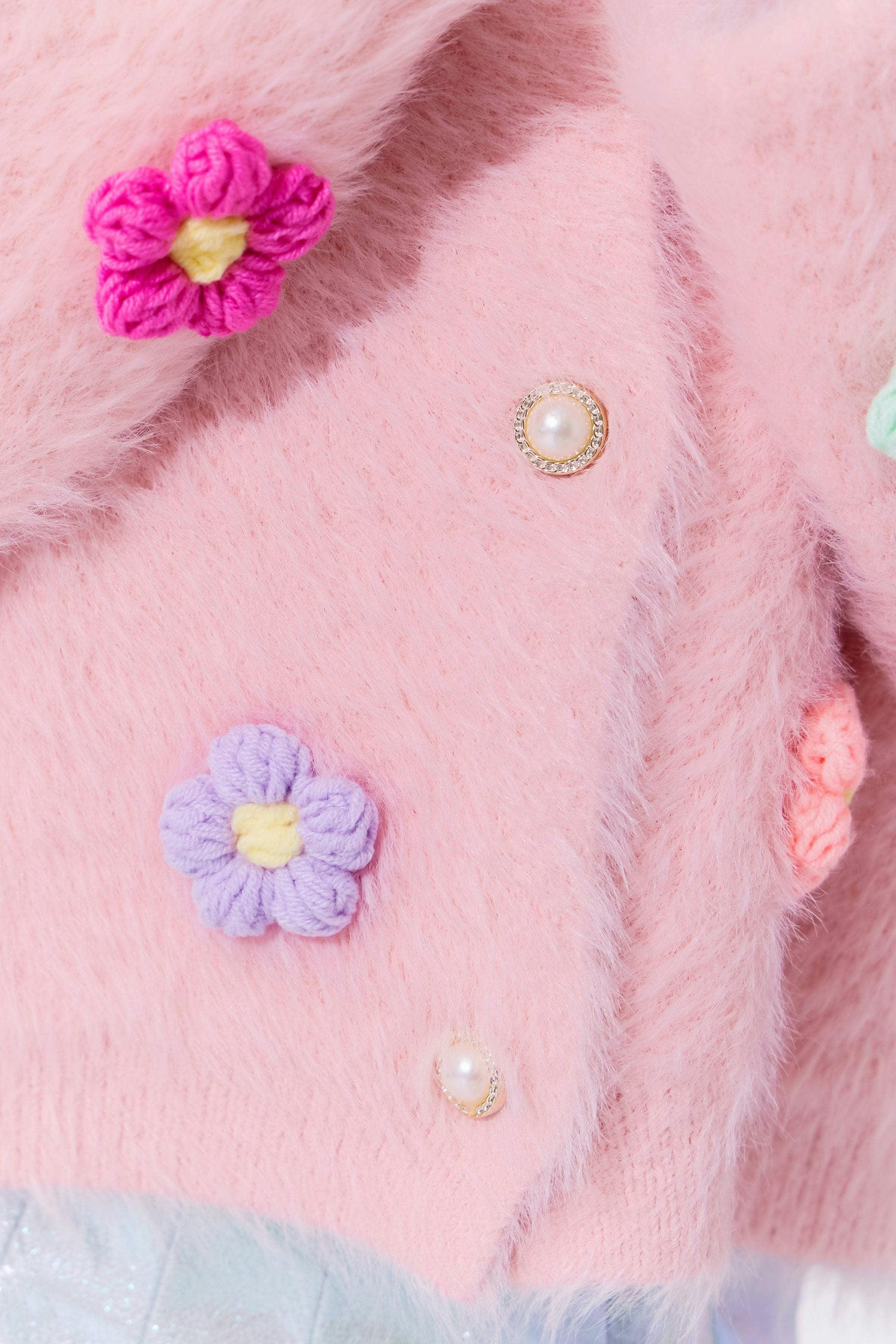 3D Rainbow Daisy Cardigan