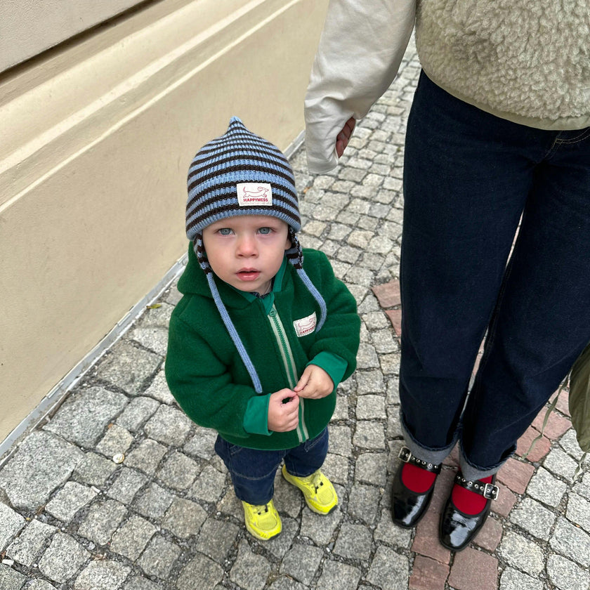 children's merino hat - choco stripes