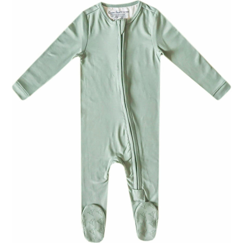 Briar Print 2-Way Zip-Up Footie, Green