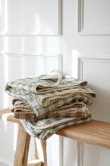 Evergreen Gingham QUILTED 6 Layer Gauze Blanket