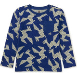 Long Sleeve Printed Pocket Tee, Blue