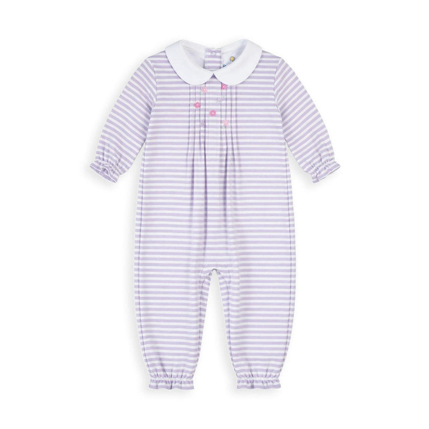 Stripe Knit Longall with Embroidered Flowers