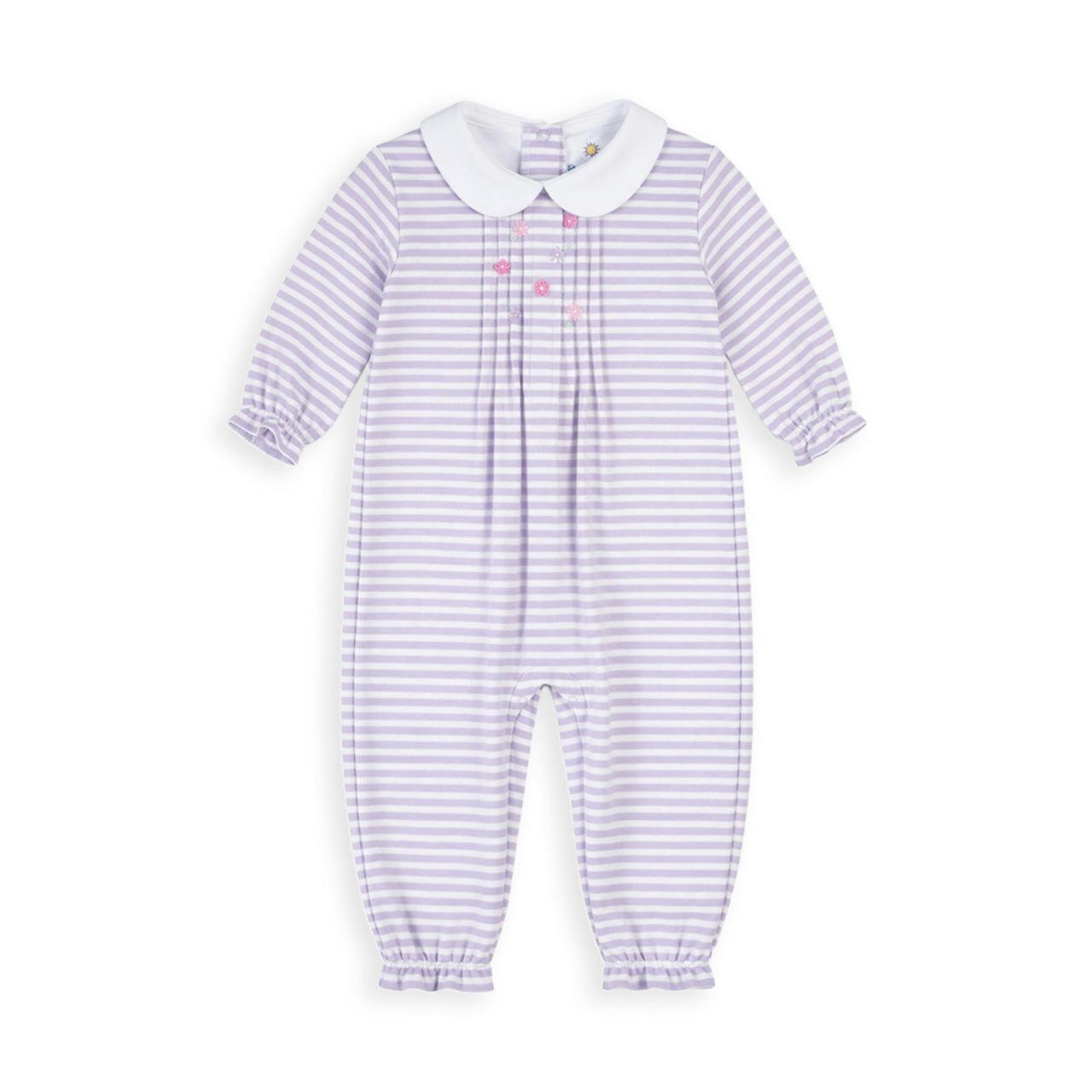 Stripe Knit Longall with Embroidered Flowers