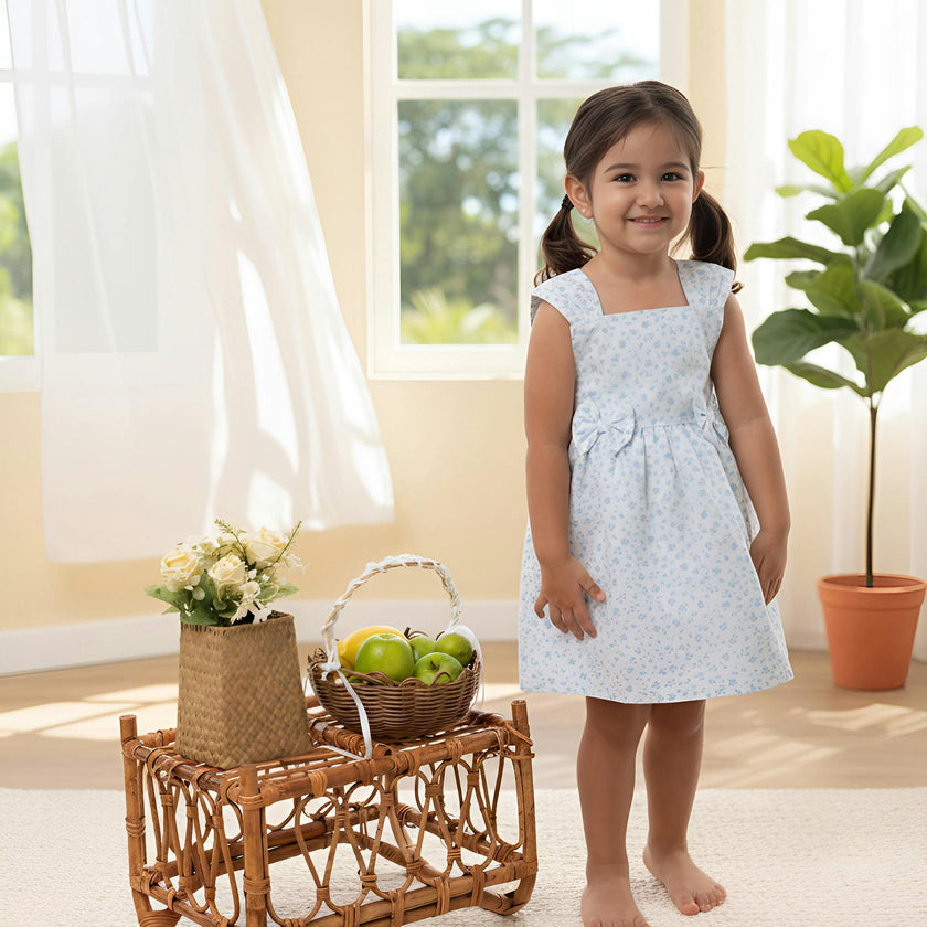 Desiree Baby Dress Sleeveless, Aqua Mini Flower