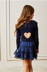 Sloane Navy Long Sleeve Heart Cut Out Ribbed Top