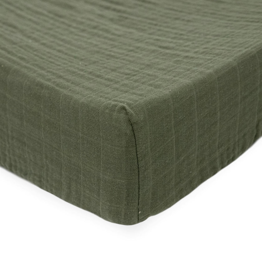 Cotton Muslin Changing Pad Cover - Fern