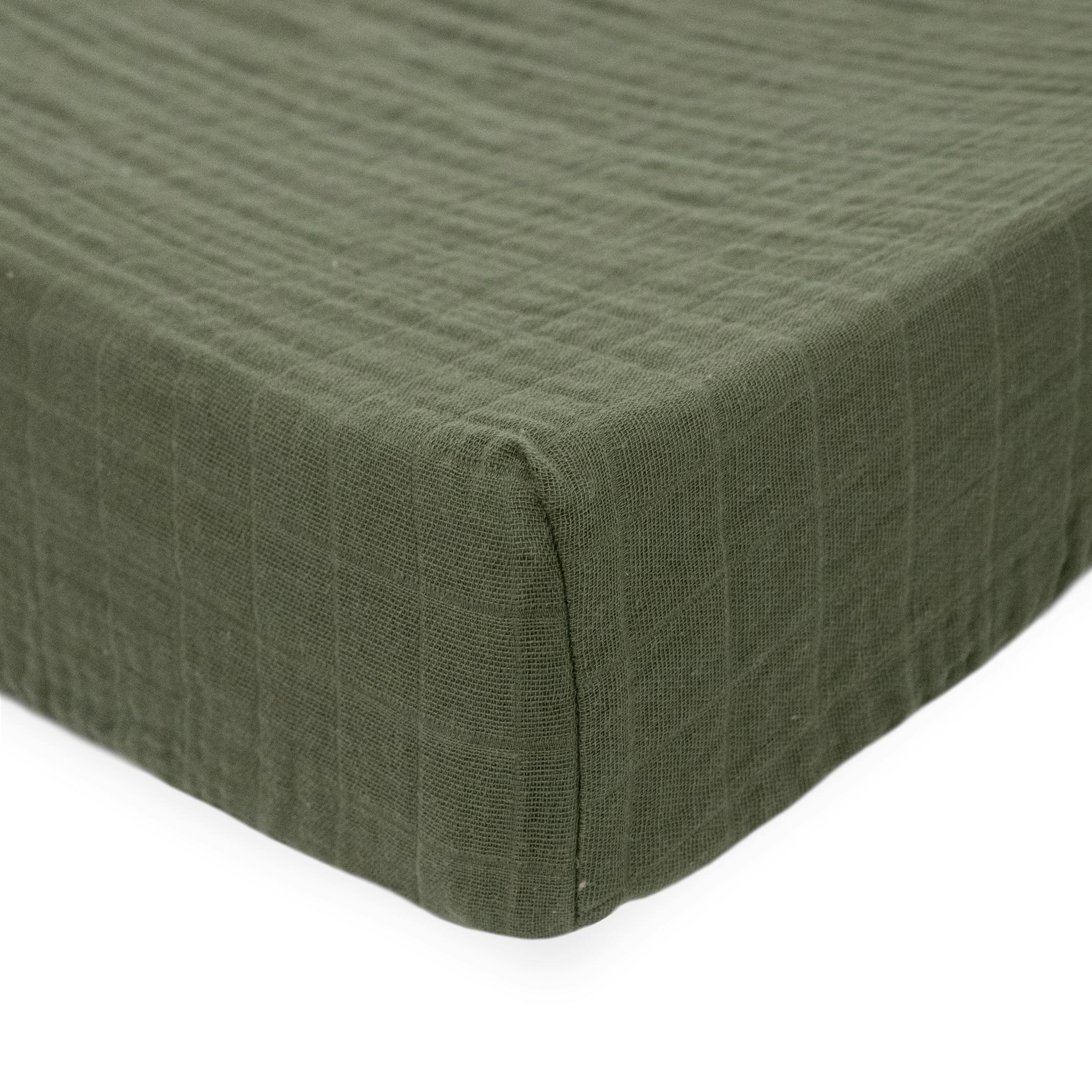 Cotton Muslin Changing Pad Cover - Fern