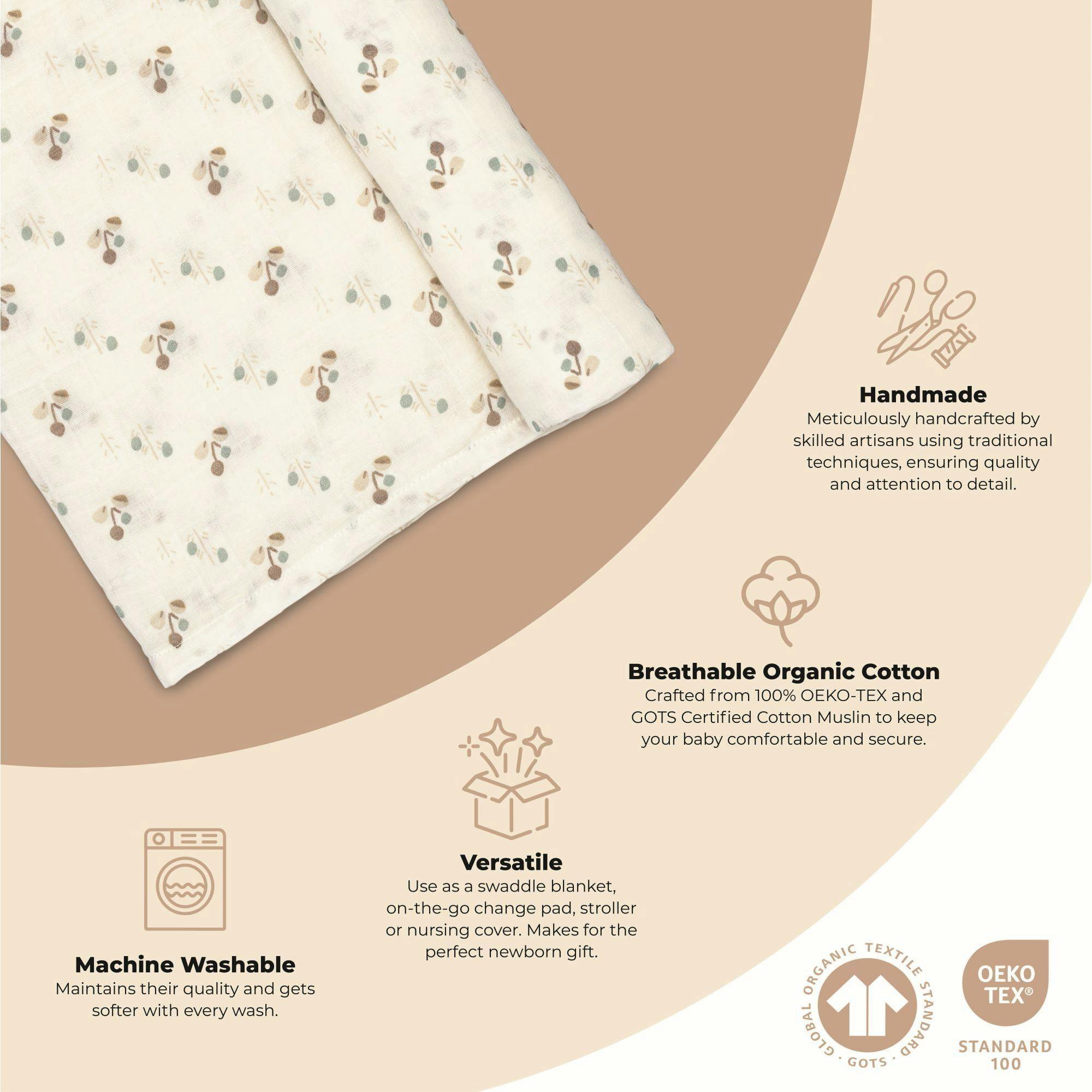 Organic Cotton Poppy Single Swaddle
