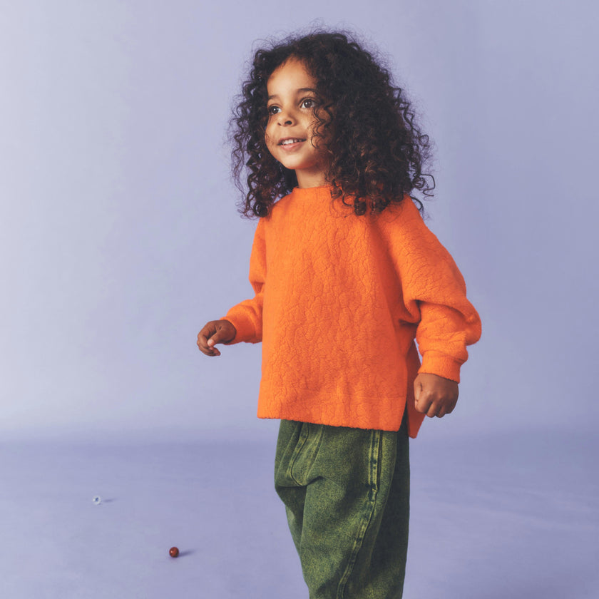 Kids Riverson Orange Teddy Sweatshirt