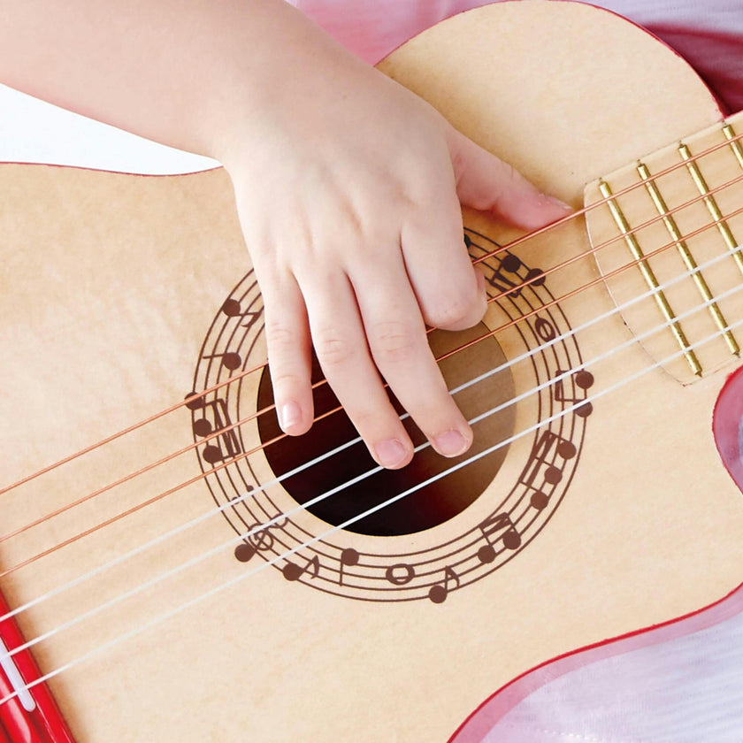 First Musical Guitar: Red Flame - Kid's Wooden Instrument
