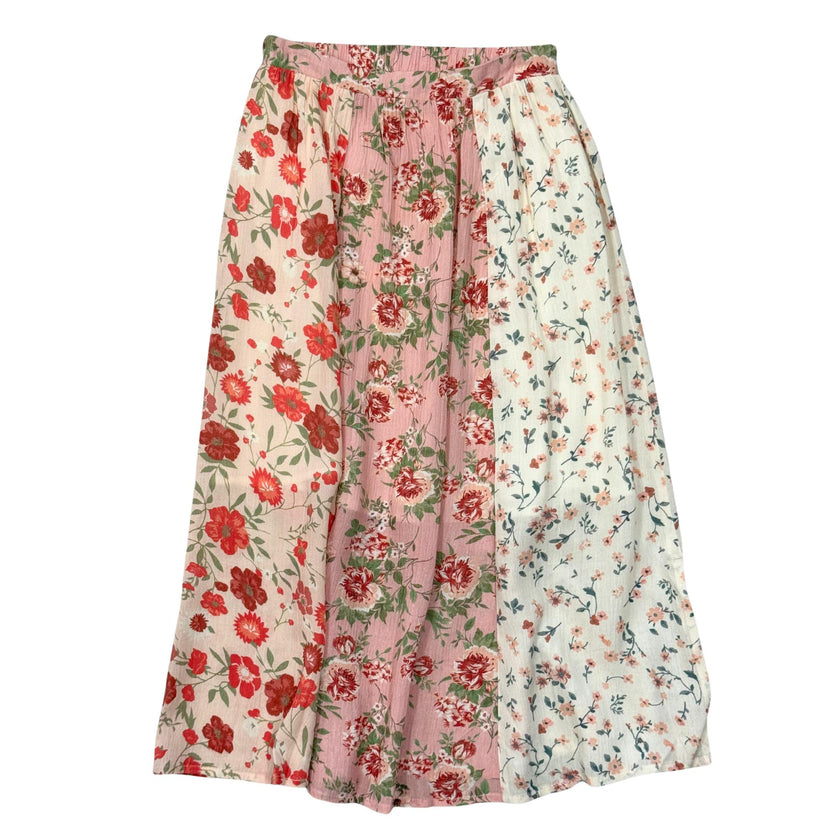Girls Panel Maxi Skirt in Multirose