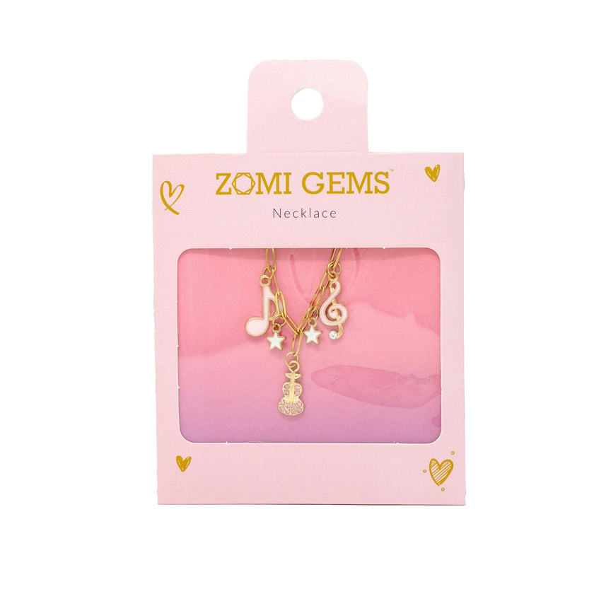 Music Multi Charm Necklace with Guitar