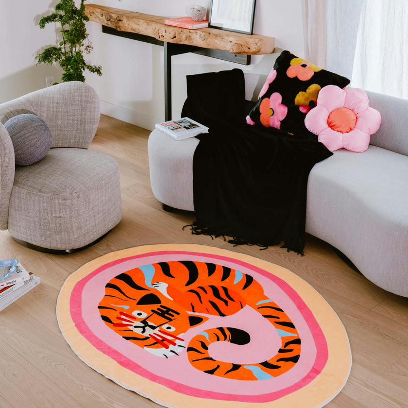 Oval Tiger Area Rug by Lu Yang