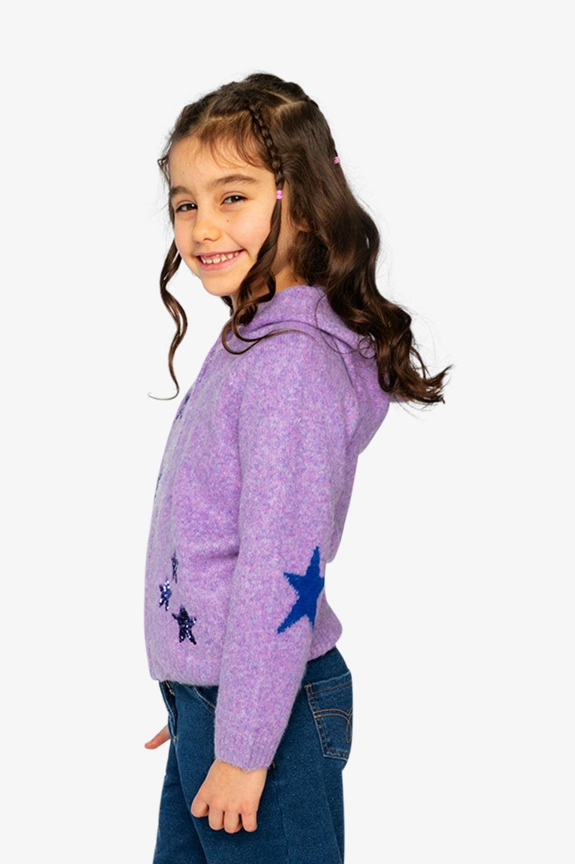 Hooded Knitted Cardigan Violet