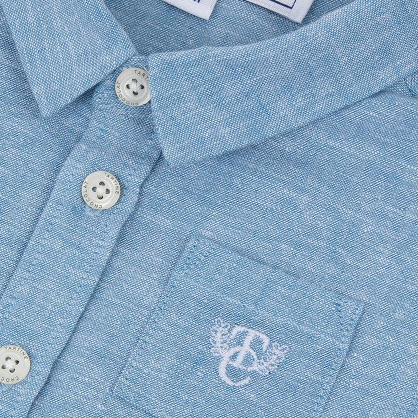 TARTINE ET CHOCOLAT Melange Linen Baby Overshirt - Nuage