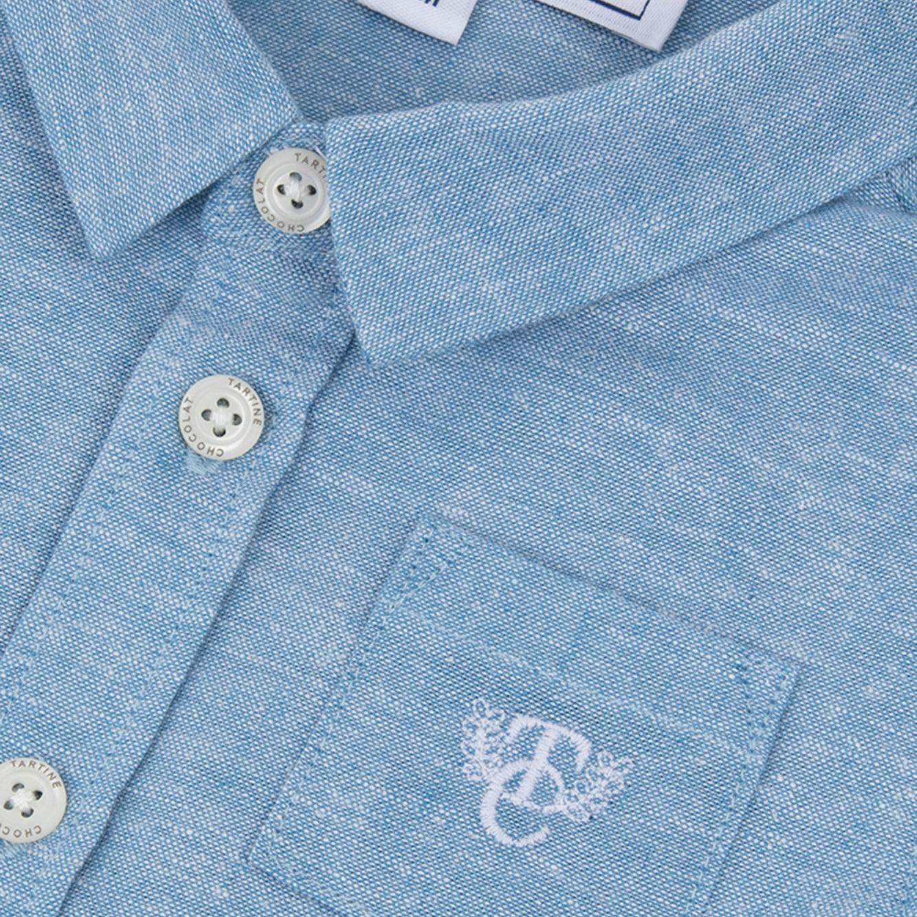 TARTINE ET CHOCOLAT Melange Linen Baby Overshirt - Nuage
