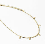 Tiny Beaded Rectangle Necklace