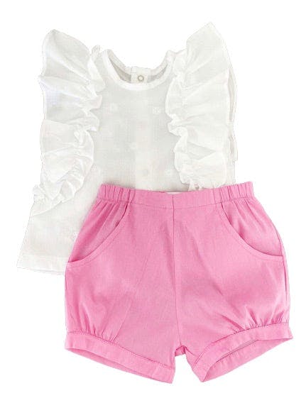Ruffle Sleeve Short Set