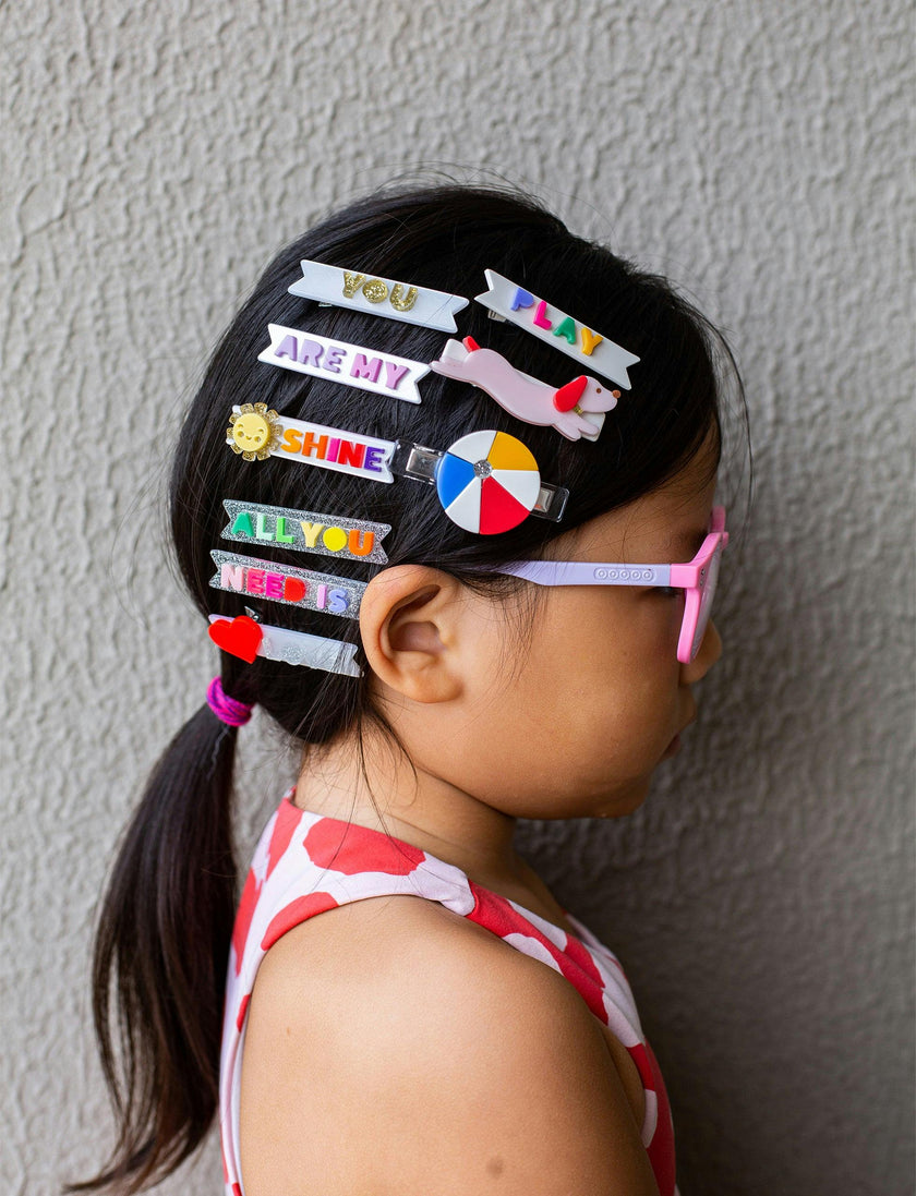 Play Sausage Dog Dachshunds & Colorful Ball Hair Clips -SUM