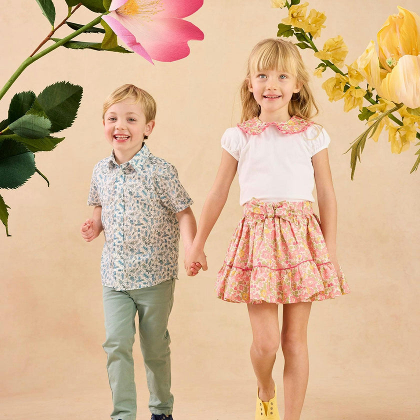 Pie Crust Jersey Top in Peach Sparkle Betsy