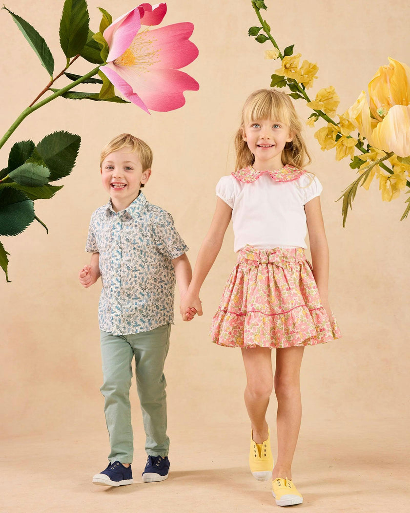 Pie Crust Jersey Top in Peach Sparkle Betsy