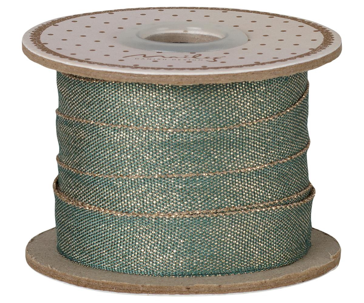 Ribbon, W: 13 mm x L: 10 m - Green/Gold