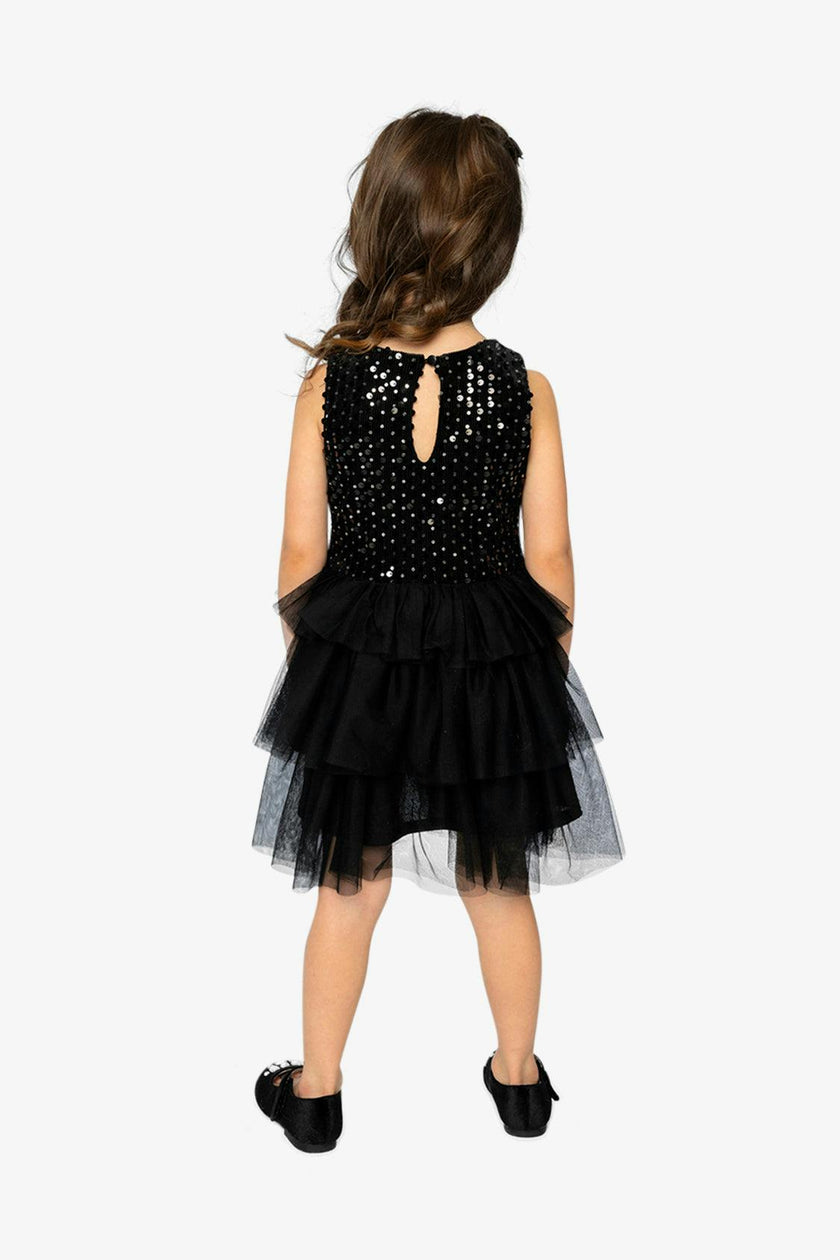 Bi-Material Sleeveless Dress Black