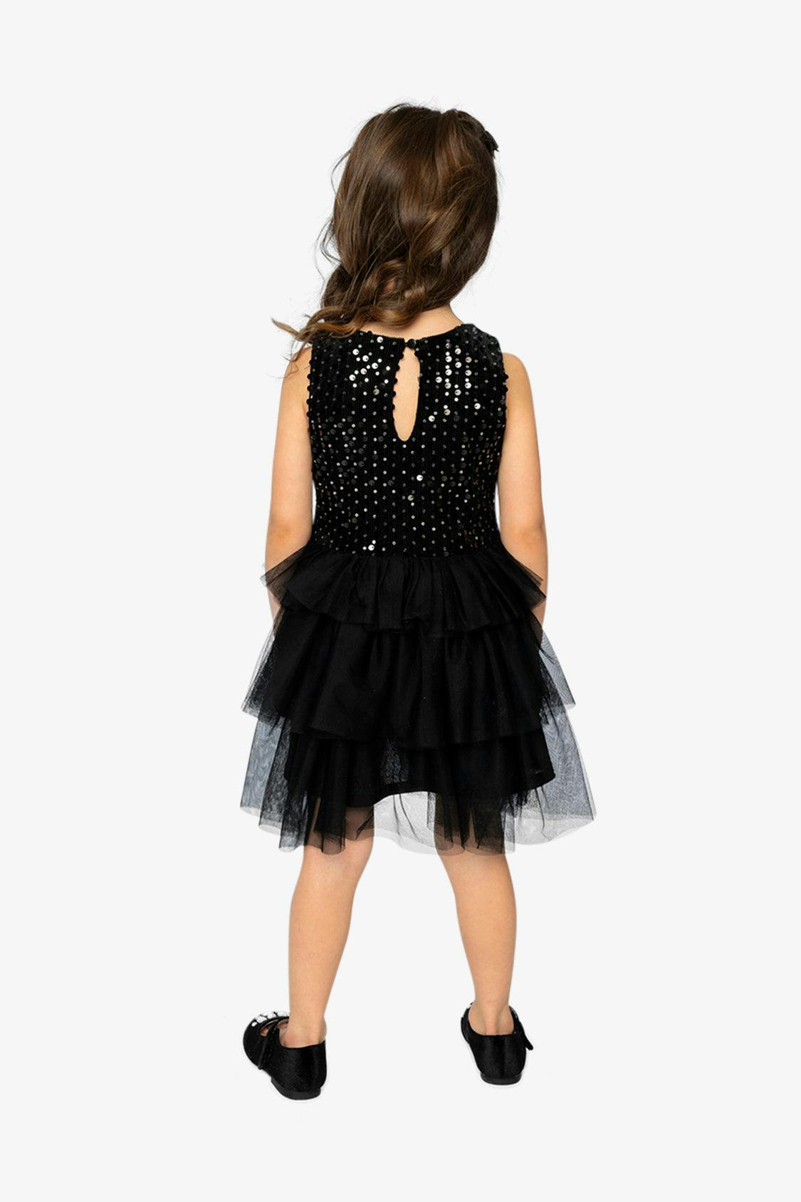 Bi-Material Sleeveless Dress Black