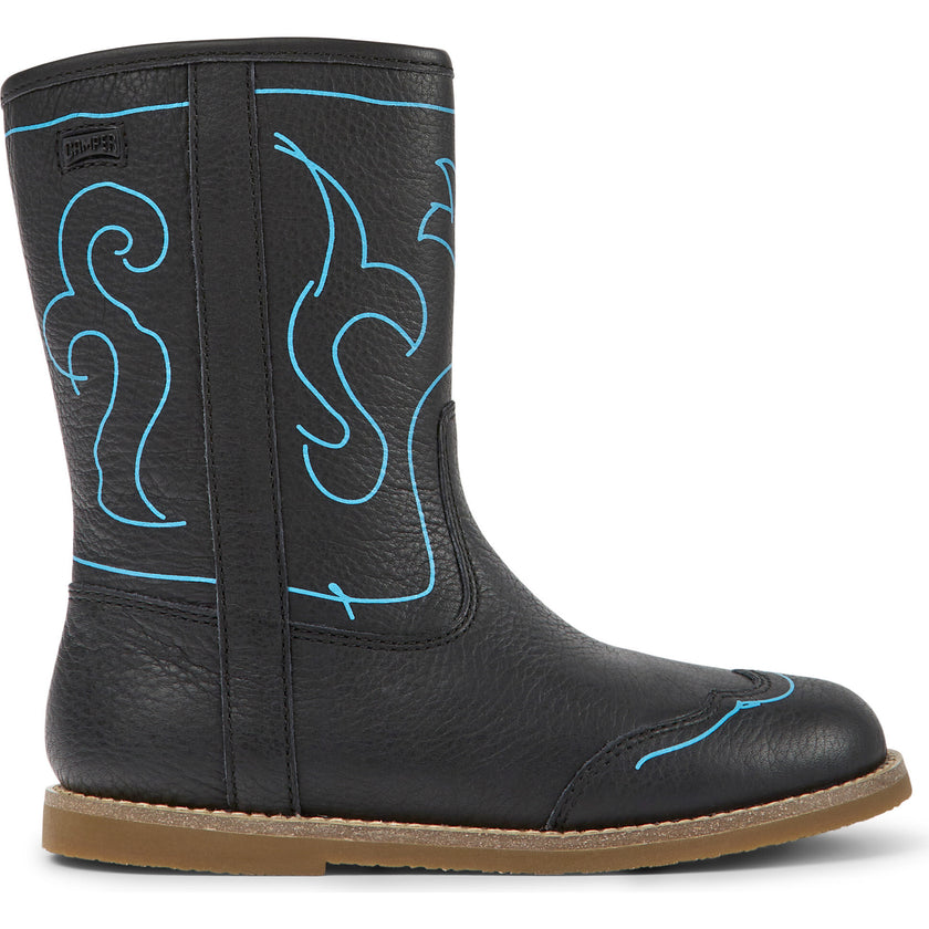 Savina Twins Print Leather Boots, Black