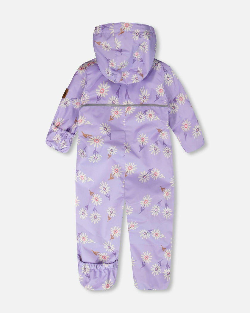 Baby Mid-Season One-Piece Outerwear With Hat Purple Daisy Print