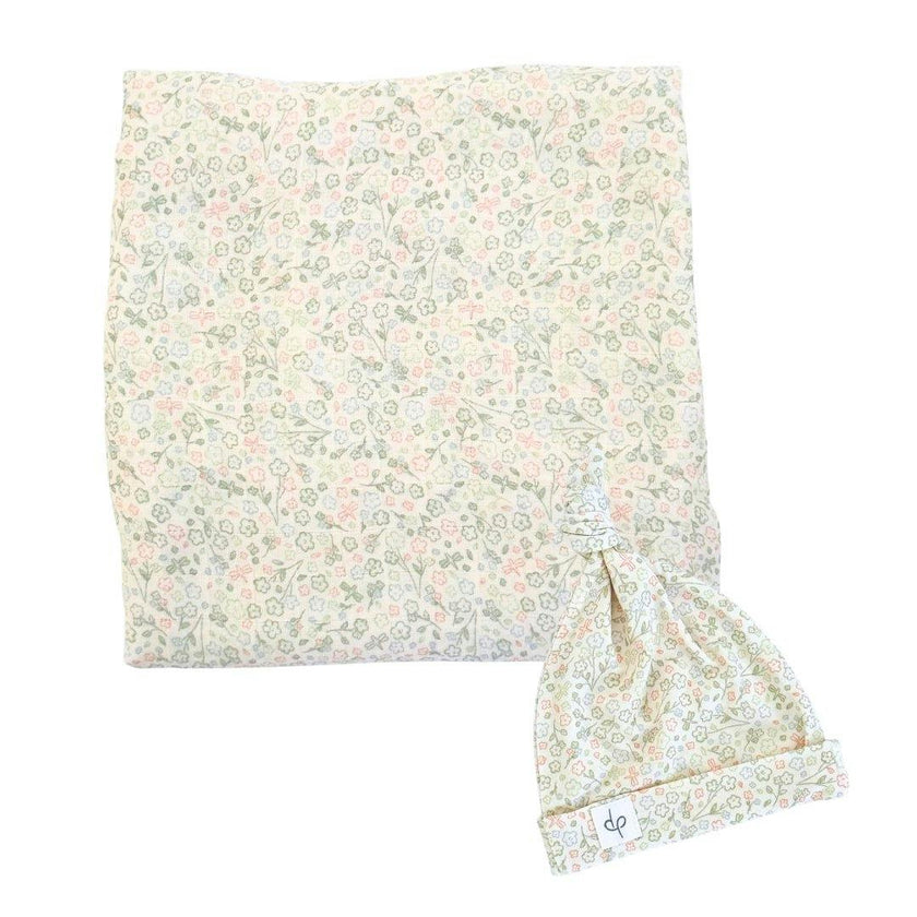 Bamboo Muslin Swaddle Blanket & Topknot Set