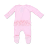 Solid Pink A Boo - 2 Way Ruffle Back Zipper Footie