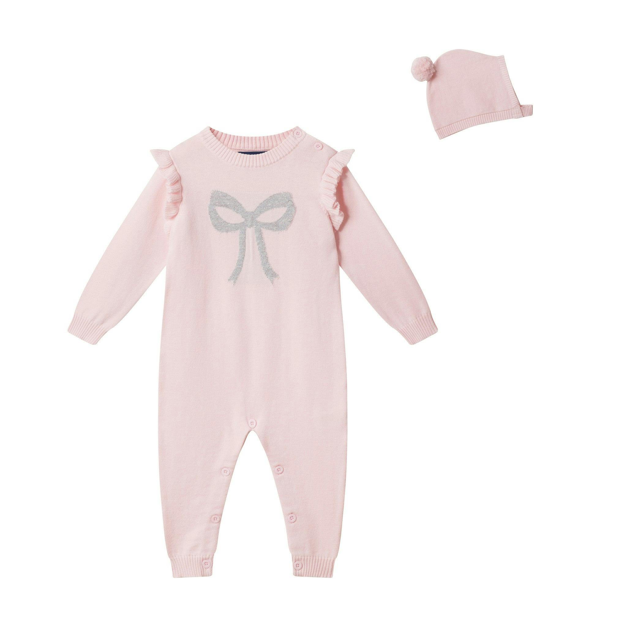 Infant Girls Sweater Romper Set | Shimmer Bow