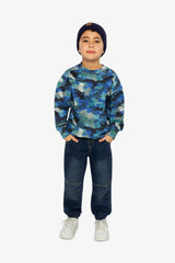 Fleece Sweatshirt Blue and Grey Camouflage