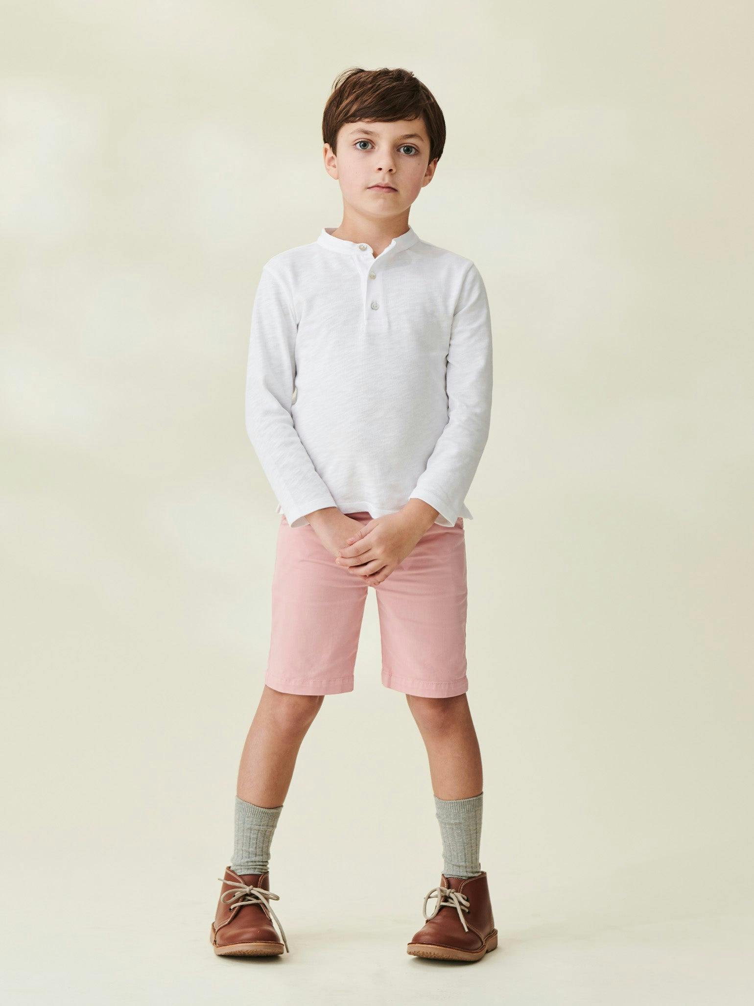 White Marco Boy Long Sleeve Polo Shirt