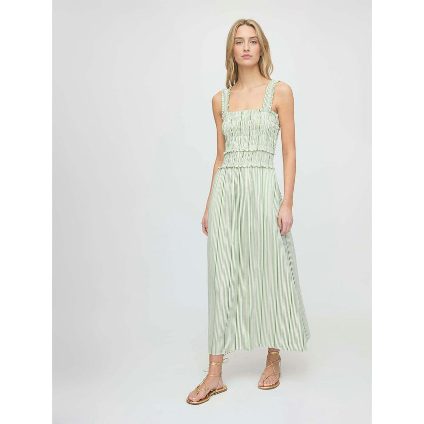 The Azalea Maxi Nap Dress - Green Jacquard Stripe