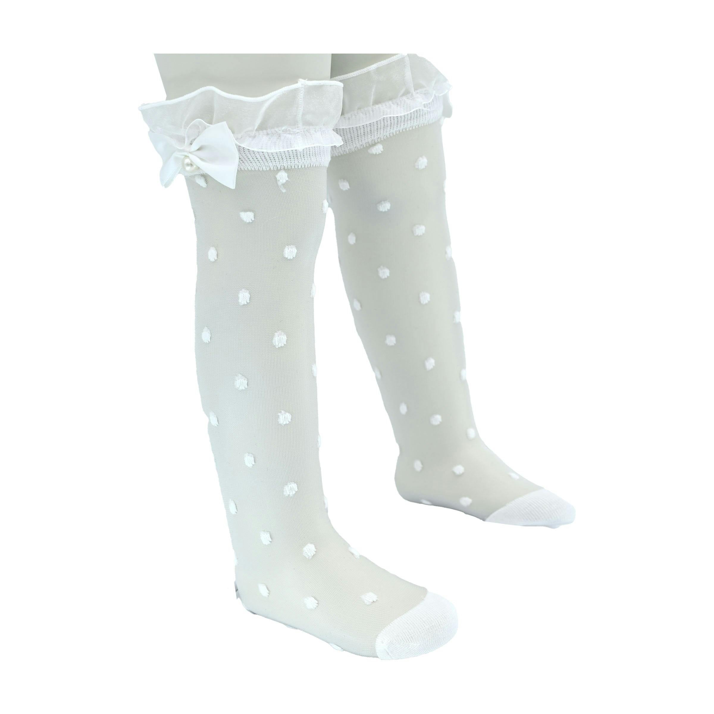 Transparent Polka-Dot Bow Trim Socks