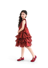 Red Sequin & Tiered Organza Dress