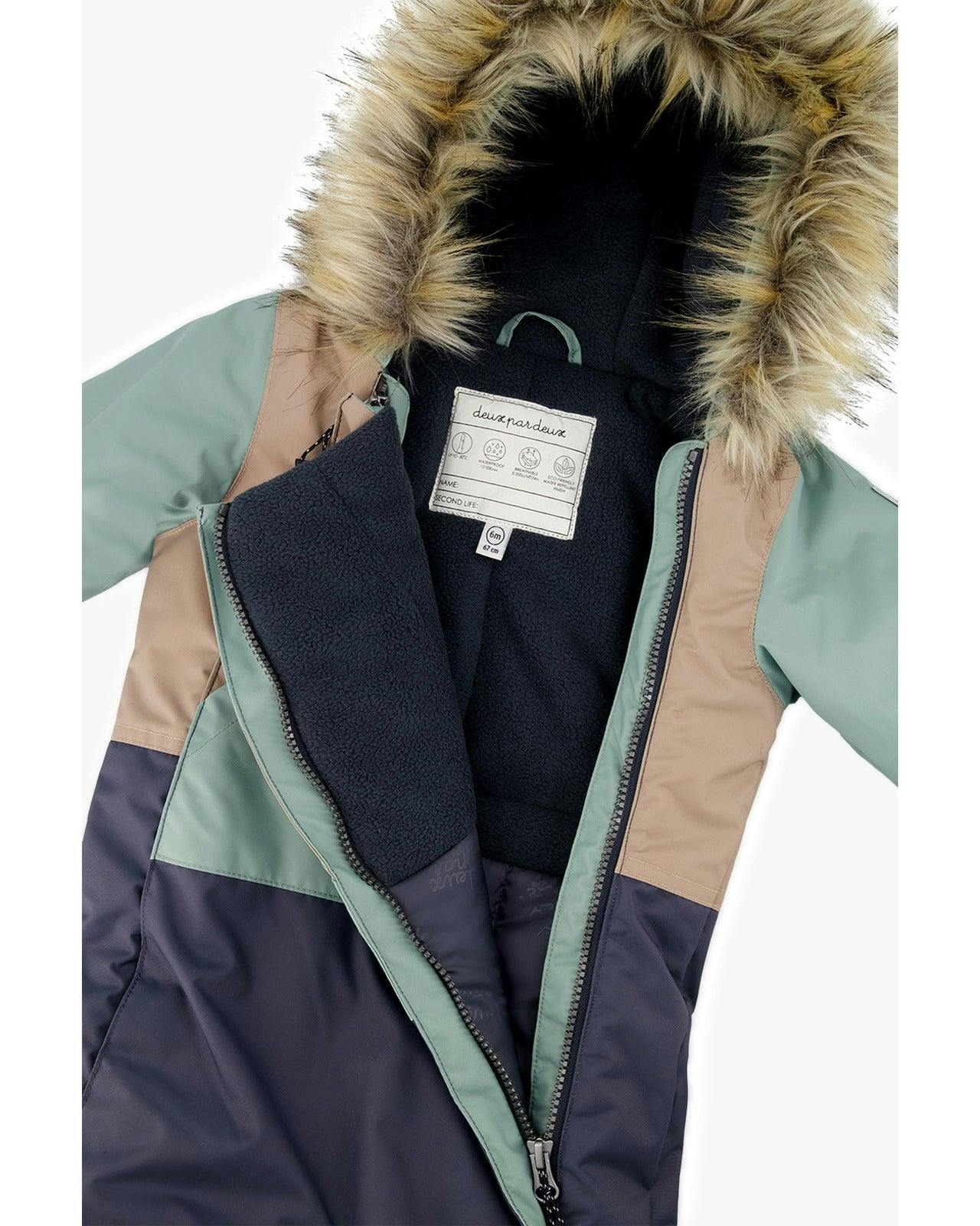 Baby One Piece Snowsuit Adapted For Car Seats Cool Dark Grey