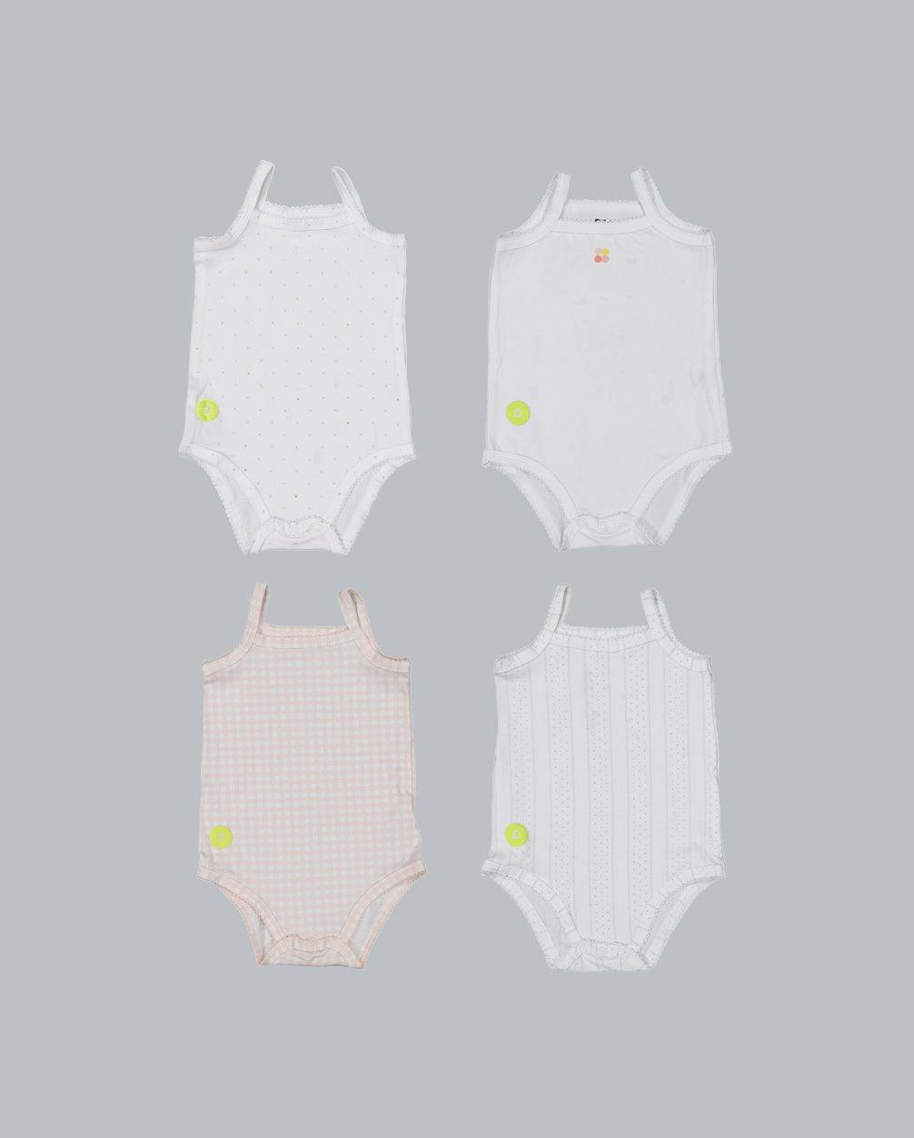 Baby Girl Sleeveless 4pc Onesie Set