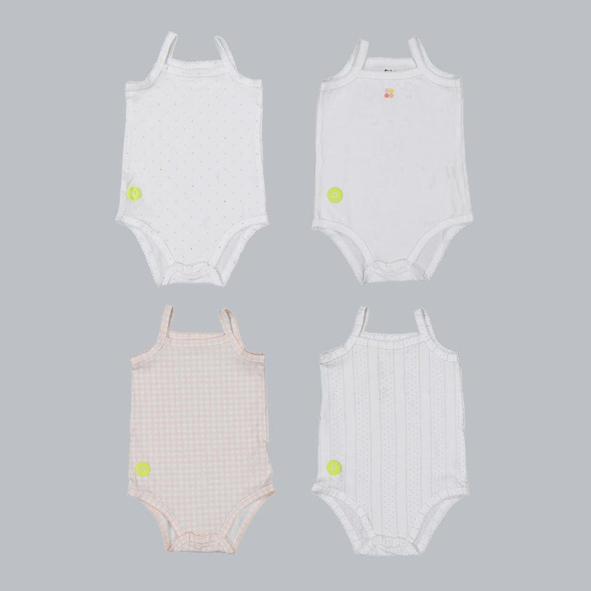 Baby Girl Sleeveless 4pc Onesie Set