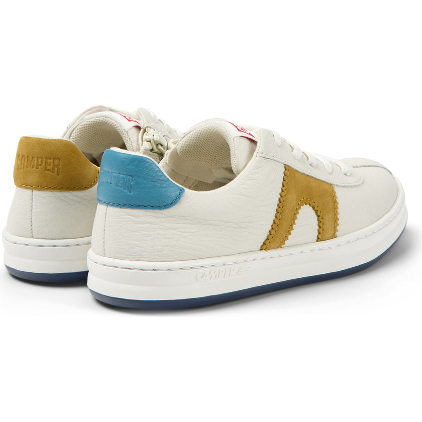 Runner Four Twins Zipped Lace Leather Nubuck Sneakers, White
