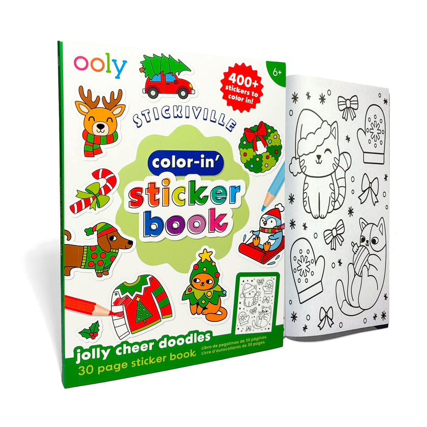 Stickiville Color-In' Sticker Book - Jolly Cheer Doodles - 400+ Stickers