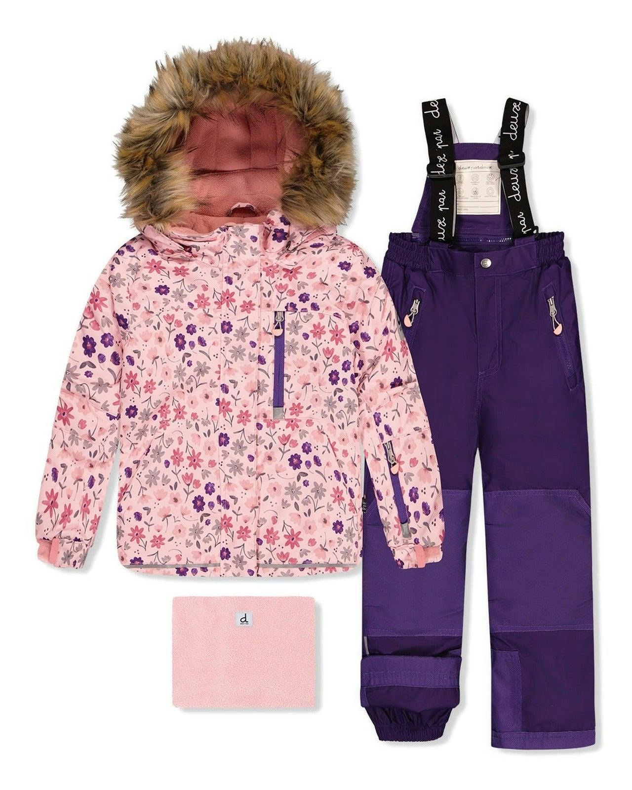 Two Piece Play Snowsuit Pink Mini Flower Print
