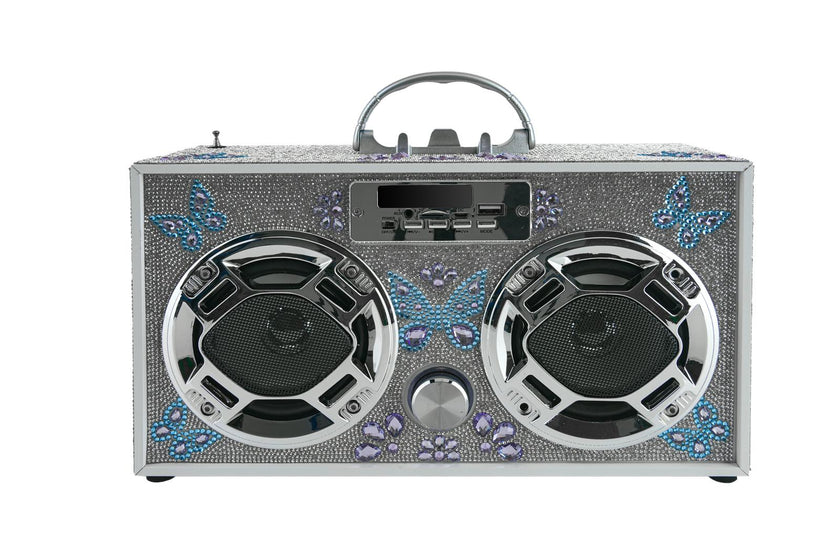Silver Bling Boombox & Bluetooth Speaker