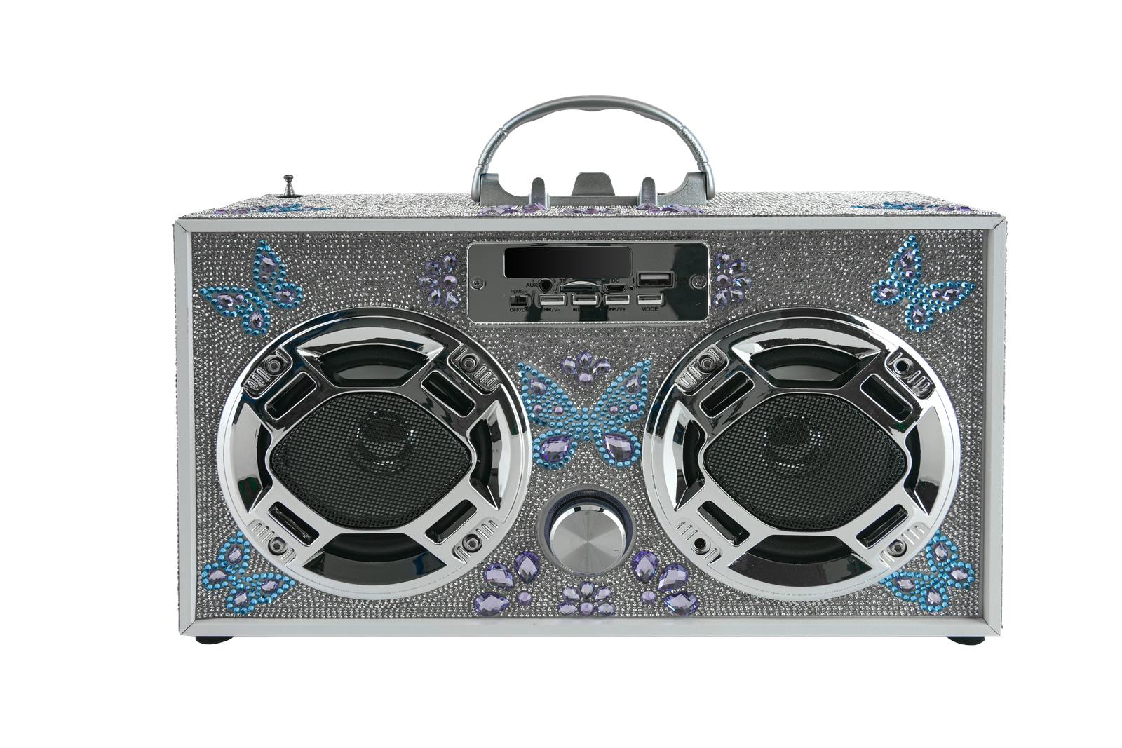 Silver Bling Boombox & Bluetooth Speaker